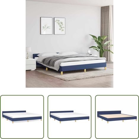 Kopfteil - Bettgestell mit Kopfteil ohne Matratze Blau 160x200 cm Stoff (1/5)