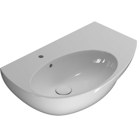 Lavabo sospeso in ceramica 70x45 cm sinistro Globo Mode ME070SBI Bianco - Ceramica (1/4)
