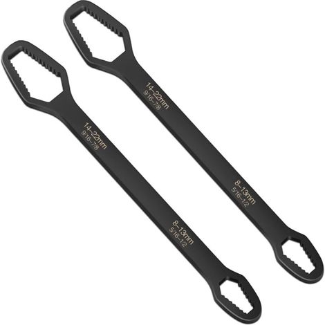Clé universelle noire en 2 pièces, clé Torx universelle 8-22 mm, outil tout-en-un autoserrant réglable double face (1/4)