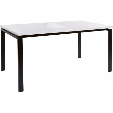 SabineTable à manger en mélaminé blanc 8 personnes L160 (1/4)