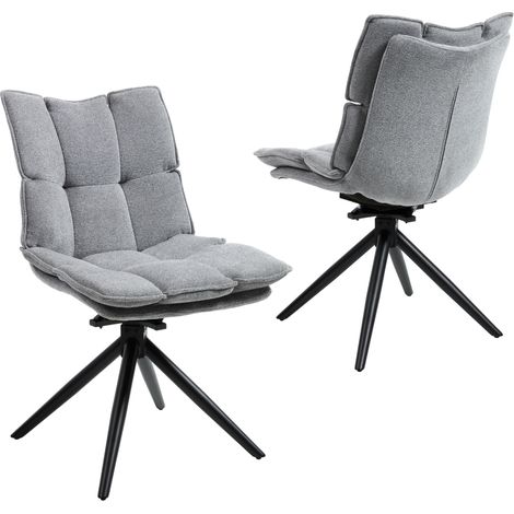Wahson Dining Chairs Set of 2 Chenille Fabric Thick Padded Swivel Chairs Modern Simple Accent Chiars for Kitchen Living Room, Gray (1/5)