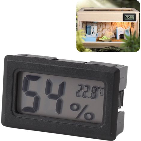 Termómetro/higrómetro digital integrado de alta resolución, color negro, con pantalla LCD para cajas de puros, viajes y vehículos (ABS). (1/5)
