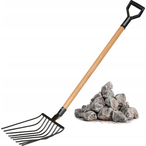 KADAX Horquillas a dos aguas para piedras, piedras trituradas, 9 dientes, metal, jardín, macizo, 129 cm (1/5)