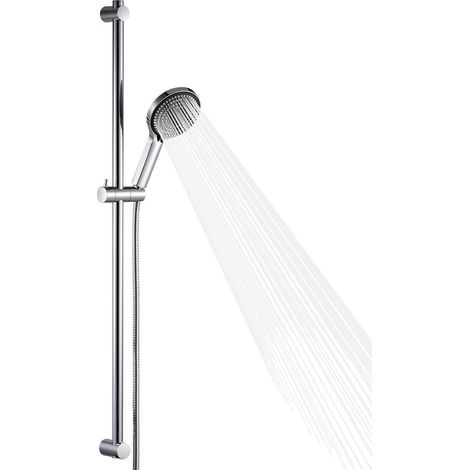 Duschstange mit Brause 100cm, 6 Strahlarten, 1,6m Schlauch, Chrom (1/5)