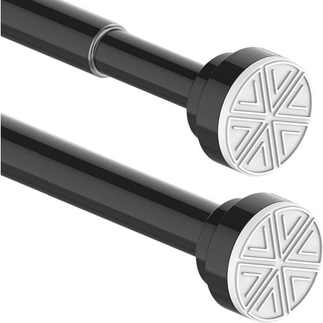 Tringle sans percage barre rideau extensible tringle douche pour armoire portes fenêtre Noir 50-70CM Φ25mm (1/5)