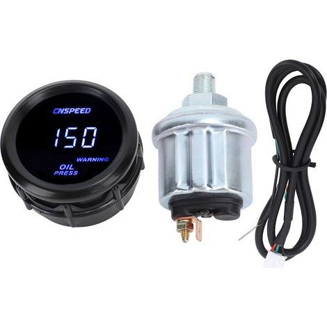Digitale manometro pressione olio 52mm, con manometro retroilluminato di blu, universale per auto 12V (1/5)