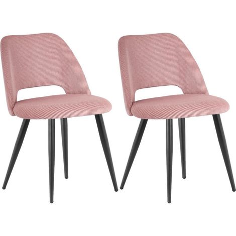 2er Set Esszimmerstühle mit Cordstoff, Rosa, Skandinavischer Stil (1/5)