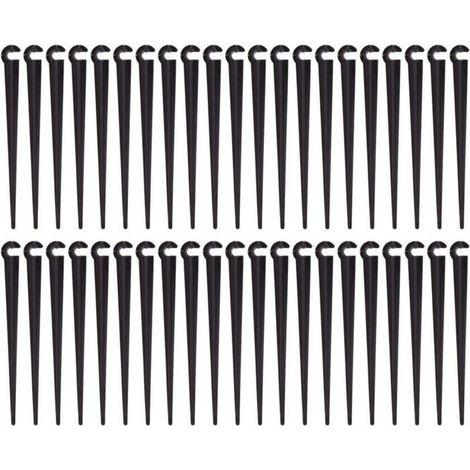 Piquets de support pour tuyaux d'irrigation, piquets de support en plastique pour tubes d'irrigation goutte à goutte, outil de jardinage, lot de (1/4)