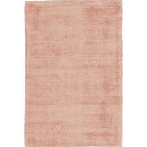 Tapis vintage en viscose rose poudré fait main - 200 x 140 cm