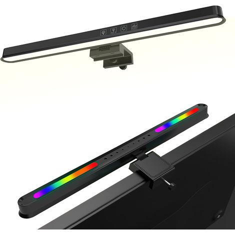 Barre lumineuse pour écran, lampe de travail LED USB pour écrans incurvés/plats, lampe de table à intensité variable avec protection oculaire et commande tactile, lampe de lecture anti-éblouissement p (1/5)
