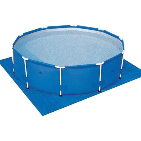 Kaelt - Piscine gonflable extérieure étanche, pliable, bleue, 396 × 396 cm, avec protection au sol incluse (1/4)