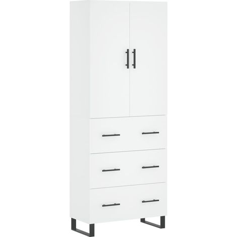 Aparador cómoda mueble de almacenaje organizador cocina salón salón alto 695 x 34 x 180 cm madera de ingeniería blanco 020032615