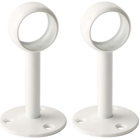 2 Pcs Diamètre 26 mm support de Tringle à Rideaux Support Tringle Penderie avec Vis Support de Plafond pour Rideau et Armoire, Blanc Brillant en Acier Inoxydable-DOU