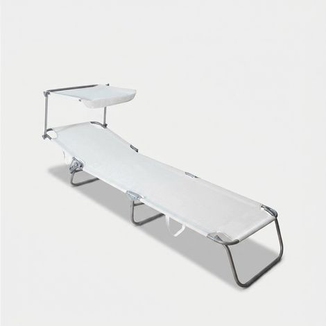 Tumbona plegable con toldo Rimini - Blanco