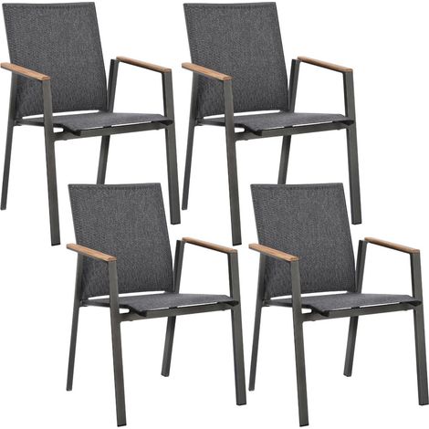 Chaises de jardin empilables en aluminium (lot de 4) - KERVER (1/5)