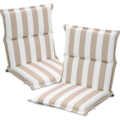 Aoodor Outdoor Chair Cushions, Set of 2 Fade-Resistant Patio Seat Cushions, Fit Patio Dining Chairs, 100x50x6 cm-beige