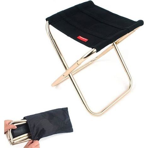 Mini sgabello pieghevole portatile da campeggio - Sedia in alluminio ultraleggera con borsa per il trasporto, comoda per escursioni e (1/5)