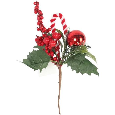 Ramo decorativo PIK con canna e pallina 24 CM rosso (1/3)