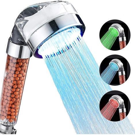 Pommeau de douche LED à couleur changeante, filtre haute pression pour douche filtrante (1/5)
