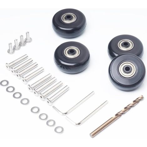 Lot de 4 roulettes de rechange à double roulement 50 mm – Roulettes silencieuses pour réparation endommagée – Roues en caoutchouc résistant à l'usure pour sacs de voyage (1/5)