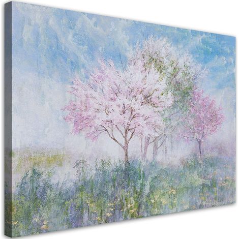 Tableau sur toile Un arbre à fleurs dans la prairie 60x40 (1/5)