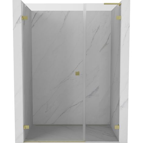 Mexen Lunar-B L porta doccia a battente sinistra 140 cm, trasparente, oro spazzolato - 832SL-140-050-55-00-L (1/5)