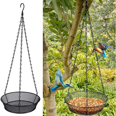 Mangeoire suspendue pour oiseaux, plateau rond en métal grillagé, pour la décoration de jardin extérieur (1/3)