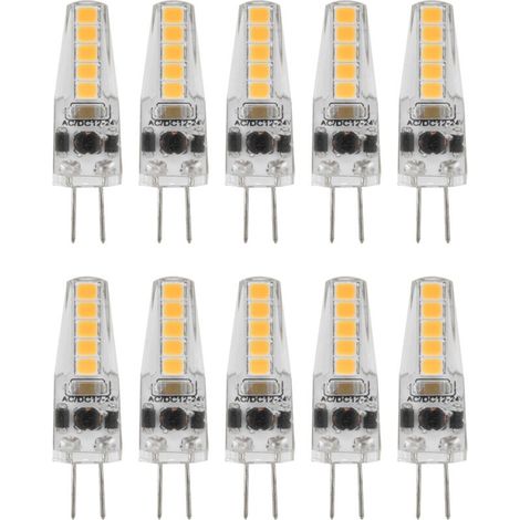 10pcs G4 LED Ampoules 2W Bi Pin Base Dimmable Ampoules pour Lustre Plafonnier Lampe De Table Blanc Chaud 3000K AC 1224V (1/5)