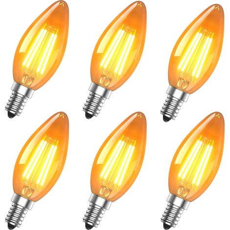 (6Pièces) Ampoule bougie LED E14 4W (équivalent 40W) 2200K Blanc Chaud Lueur Ambre Vintage Ampoule Non-Dimmable pour Chandelier, Appliques murales (1/4)