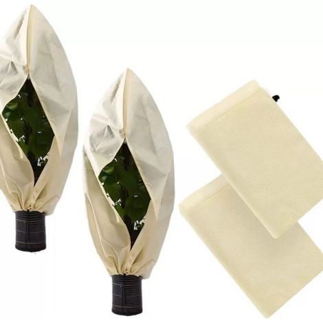 Lot de 2 housses de protection hivernale pour plantes 80×120 cm, bâche anti‑gel avec fermeture éclair et cordon de serrage, couverture isolante pour arbustes et plantes en pot extérieur (1/5)