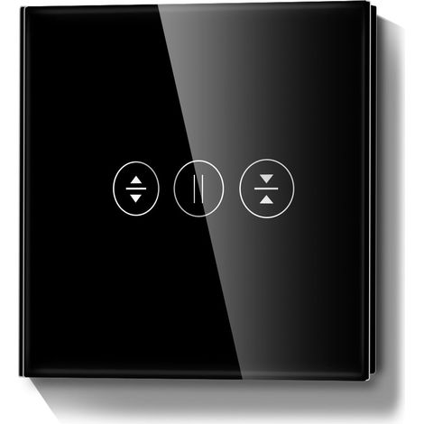 Interrupteur tactile WiFi pour volet roulant - Capteur en verre tactile - Noir - Fonctionne avec 90-250 V 2,4 GHz - Ligne neutre requise (1/5)