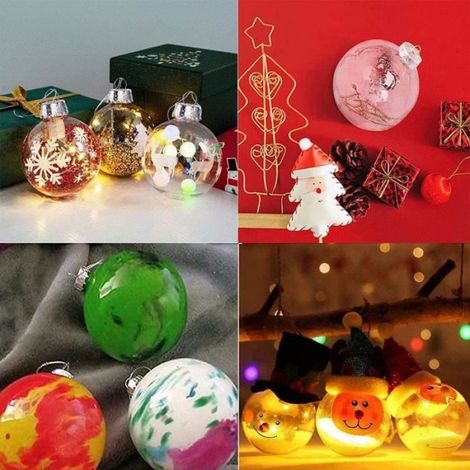 Gloryit 16pcs Boules de Noël Transparentes Boule Transparente Remplissable Boule Ornement Boule Sphère pour Arbre de Noël et Décorat (1/4)