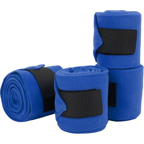 Lot de 4 bandes de repos auto-adhésives double face en polaire pour chevaux, idéales pour l'entraînement et le travail des jambes (bleu). (1/5)