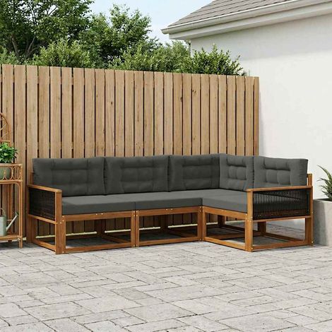 vidaXL Outdoor-Sofagarnitur mit Kissen 4 pcs Natur und Anthrazit (1/5)