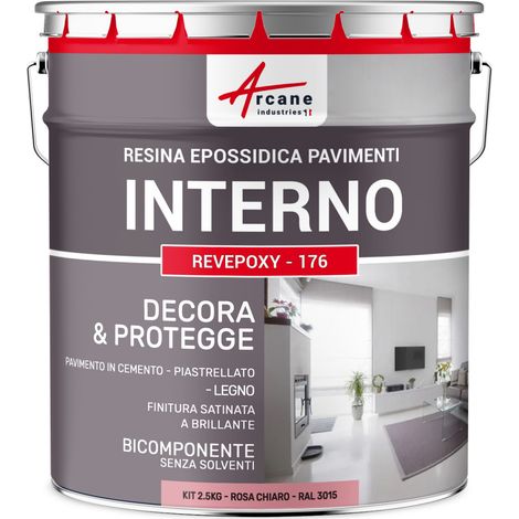 Resina Epossidica per pavimenti di cucina e bagno decorativa - REVEPOXY - 176 - 2,5 kg (fino a 12,5 m² in 2 strati) Rosa Chiaro - RAL 3015 - ARCANE INDUSTRIES