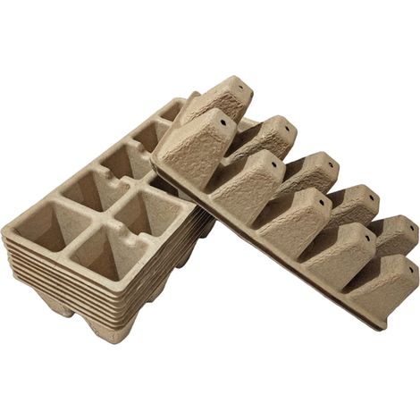 Lot 10 plateaux semis 10 cellules avec outils pour plantation graines jardin repiquage durable (1/5)