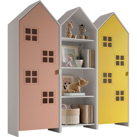 Pack - Étagère & 2 Armoires "Casami Bruges" 171cm Rose, Blanc & Jaune (1/2)