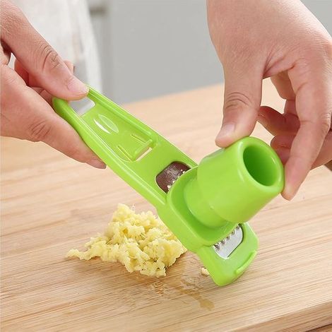 pezzi - Pestello per aglio - Tritatutto per aglio - Spremiaglio - Pestello manuale per aglio - Mini grattugia - Utensile da cucina - Verde - Adatto per zenzero, aglio, noce moscata, frutta, verdura e  (1/4)