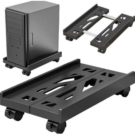 Support PC sous Bureau: Support D'unité Centrale Mobile avec Roues Verrouillables, Antidérapantes Support Tour PC Taille Réglable, Chariot de Support de Tour PC pour La Plupart des PC (1/4)