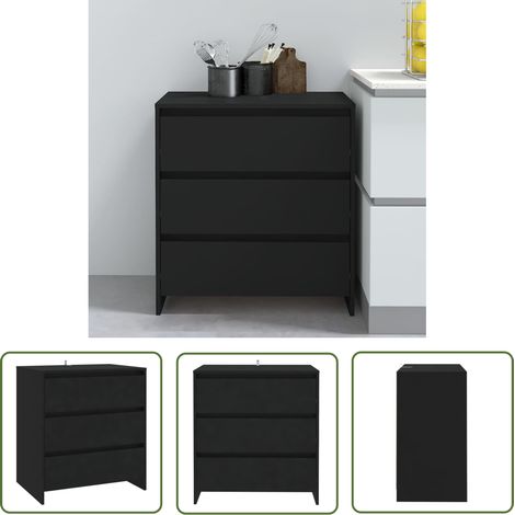 The Living Store Sideboard Schwarz 70x41x75 cm Holzwerkstoff - Schreibtisch - Wohnzimmermöbel - Sideboard Schwarz - Regal - Aufbewahrung (1/5)
