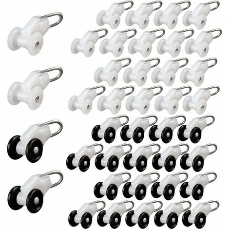 Lot de 40 rouleaux de rideaux en plastique et alliage – Dimensions 40 x 14 mm – Roues de 12 mm pour glissement silencieux (1/5)