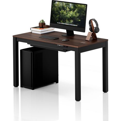 Schreibtisch elektrisch höhenverstellbar, schwarz/Nussbaum, 120x63 cm: EVAN