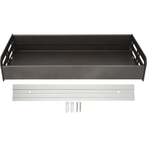 Étagère murale décorative flottante en aluminium spatial de 30 cm, grise, idéale pour la cuisine, la salle de bain, le salon ou la chambre. (1/5)
