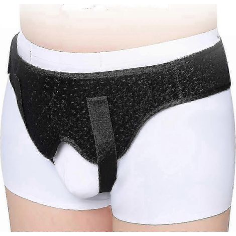 Ceinture herniaire pour hommes et femmes, soutien flexible et ajustable, soulagement de la douleur, avec 2 coussinets de compression amovibles, gauche (L) (1/4)