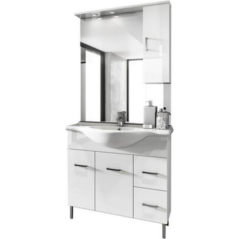 MOBILE BAGNO VENICE CM 85 CON LAVABO E SPECCHIO Larice Grigio