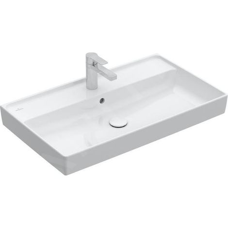 Meuble-lavabo VB Collaro 800x465mm rectangulaire 1HL. avec dessus en pierre blanc cplus (1/5)