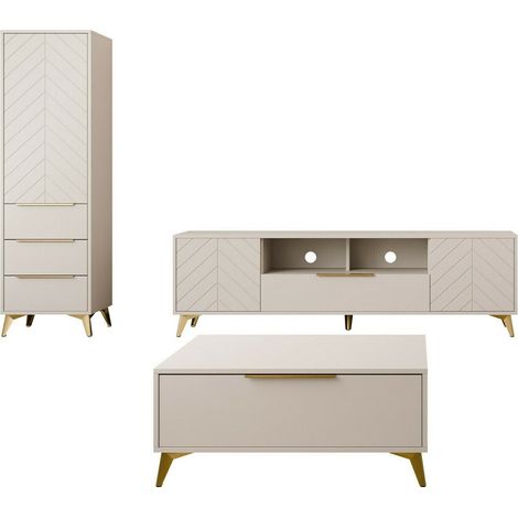 Ensemble de salon Comfivo Y107 , Parties séparées, Avec table de TV, Avec des équipements supplémentaires, MDF, Stratifié (1/5)