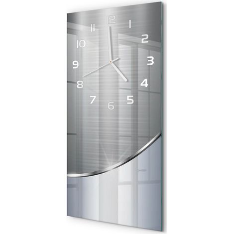 Horloge Murale Verticale Originale Verre Trempé Décoration Murale Abstraction métallique 30x60 cm (1/5)