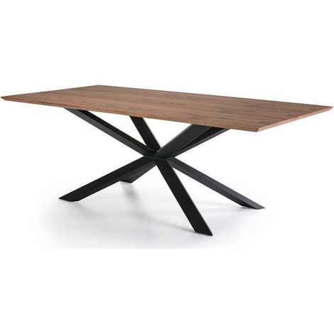 Mesa rectangular en chapa de nogal Nerea, 200 x 100 x 76 cm (largo x ancho x alto) (1/4)