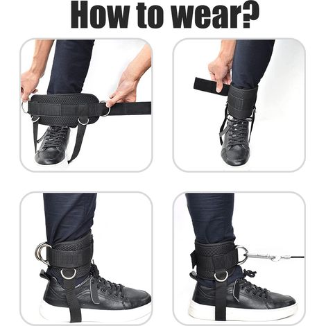 1 Paire de Sangles de Cheville pour Entraînement Fessier, Réglables avec Anneaux en D pour Machine à Poulies et Extensions de Jambes (1/4)